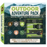 Outdoor Adventure Pack: Survival Tips and Tricks for Enthusiasts - Contains a Paracord Bracelet, 10-in-1 Multi-tool, Flint-striker, Compass, Stickers,